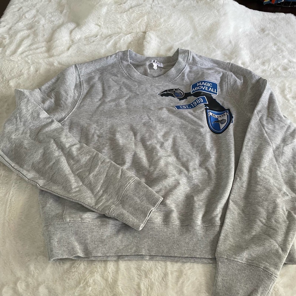 wear by erin andrews orlando magic nba gray crewneck sweatshirt size large